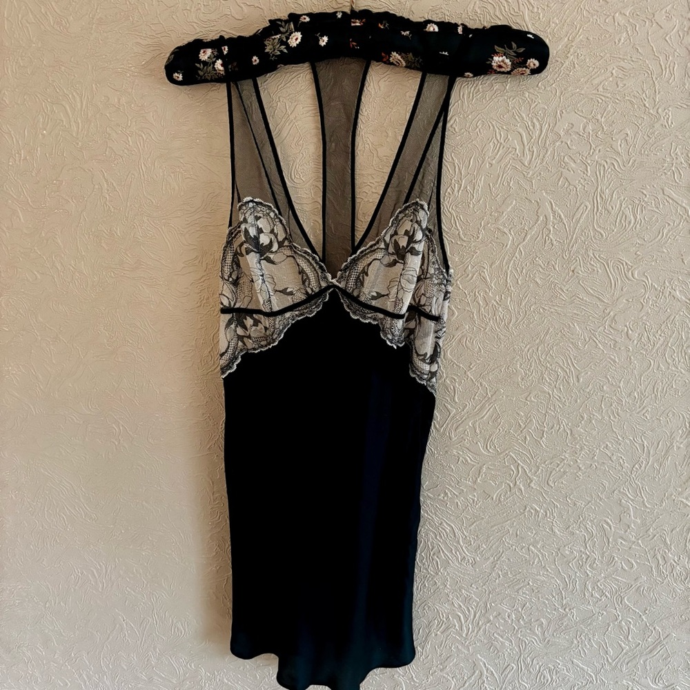 Calvin Klein Black Chemise with Ivory Lace Cups Lingerie